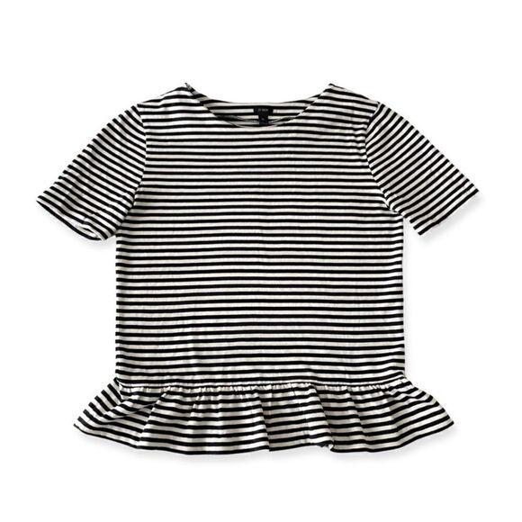 J. Crew Tops - J. Crew Striped Short Sleeve Peplum Top Size XS